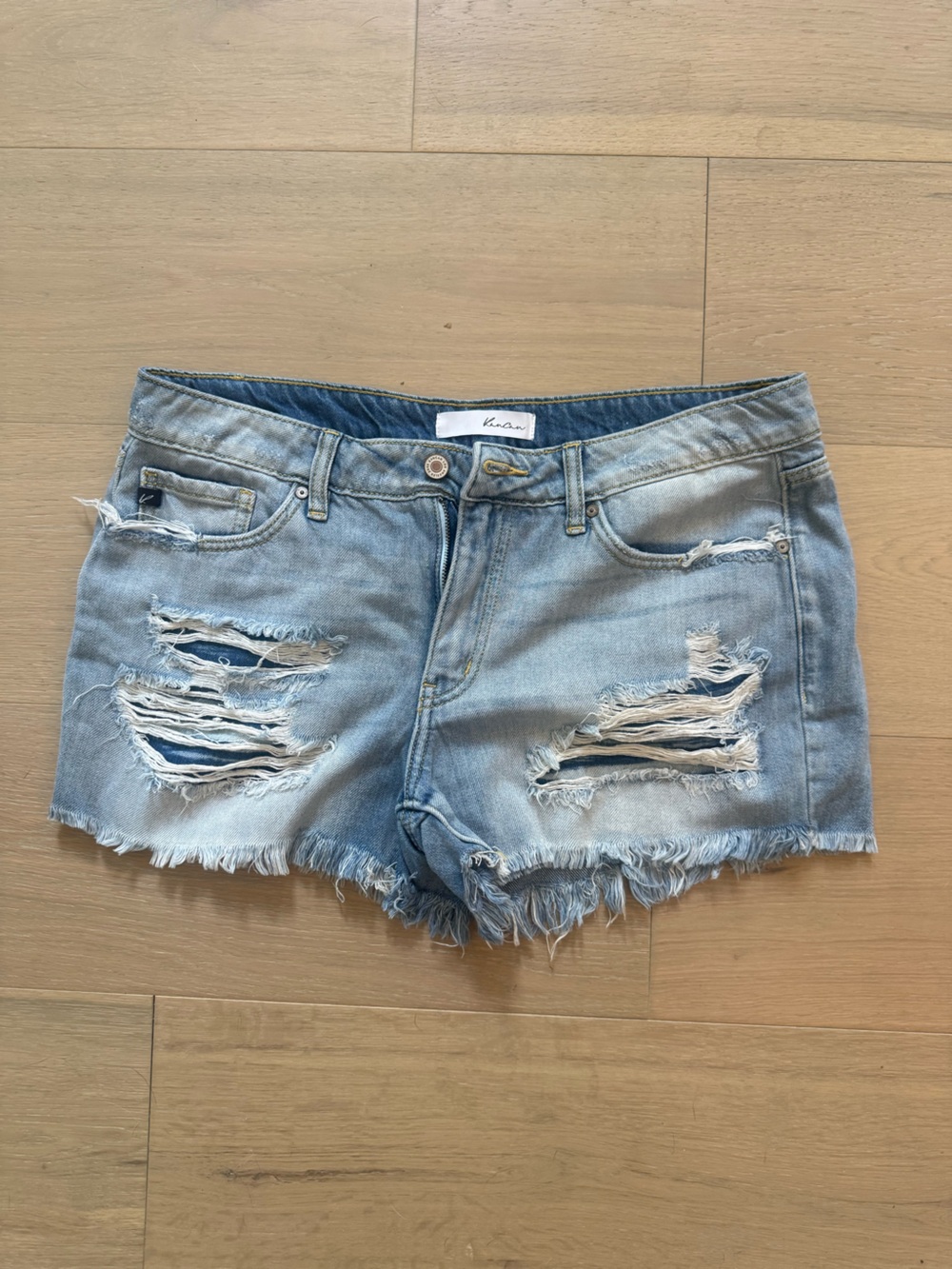 KanCan Light Blue Distressed Denim Cutoff Shorts